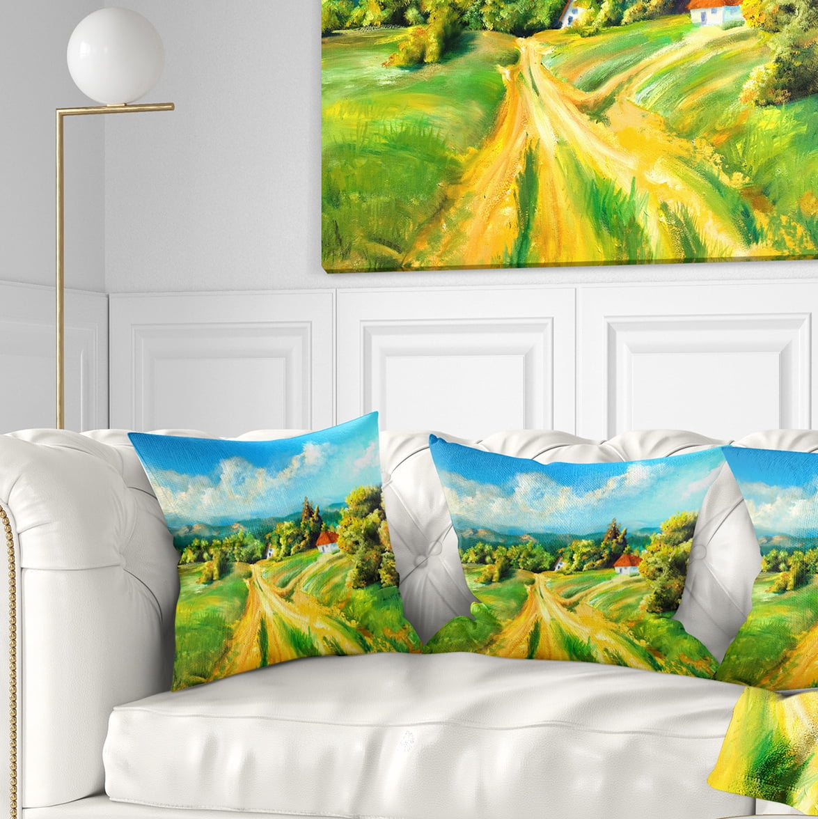 Designart Color of Summer - Landscape Printed Throw Pillow - 18x18