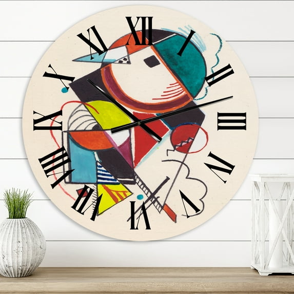 Designart 'Colored Geometric Abstract Compositions Ii' Modern Wall Clock
