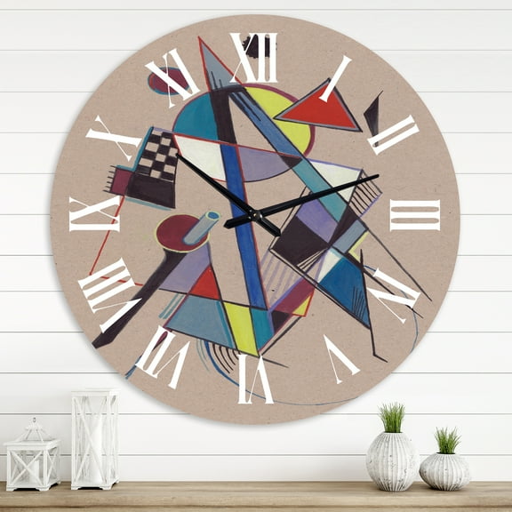 Designart 'Colored Geometric Abstract Compositions Iii' Modern Wall Clock