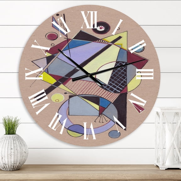 Designart 'Colored Geometric Abstract Compositions Iv' Modern Wall Clock