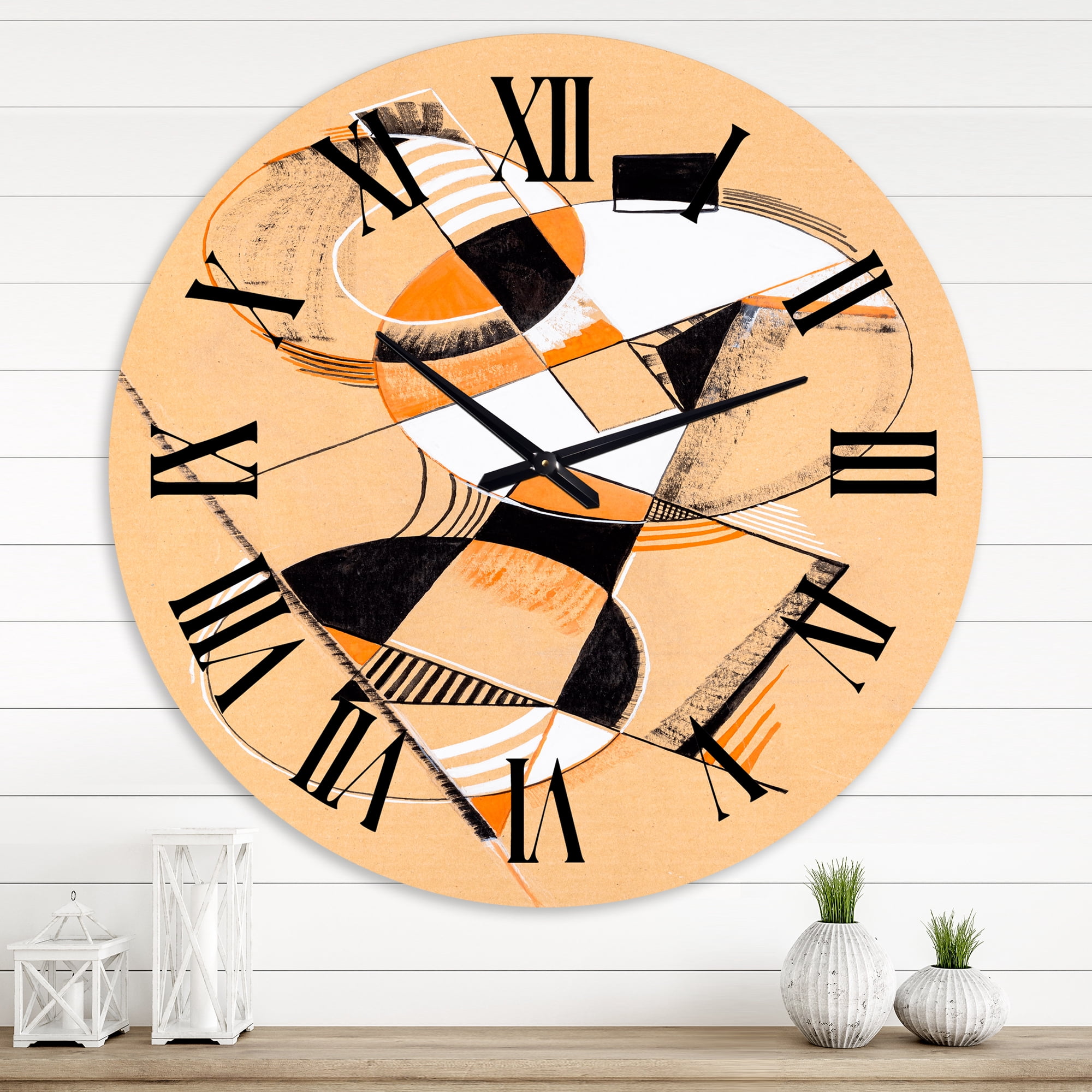Designart 'Colored Geometric Abstract Compositions V' Modern Wall Clock
