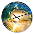 thumbnail image 1 of Designart 'Colored Ocean Waves Falling Down II' Nautical & Coastal wall clock, 1 of 3