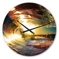 thumbnail image 1 of Designart 'Colored Ocean Waves Falling Down III' Coastal wall clock, 1 of 3