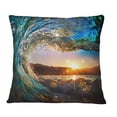 thumbnail image 1 of Designart Colored Ocean Waves Falling Down - Modern Seashore Throw Pillow - 12x20, 1 of 1