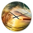 thumbnail image 1 of Designart 'Colored Ocean Waves Falling Down V' Coastal Wall Clock, 1 of 3
