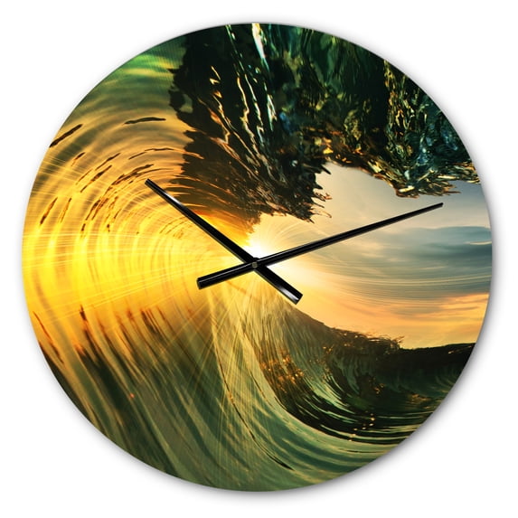 Designart 'Colored Ocean Waves Falling Down VII' Coastal Wall Clock