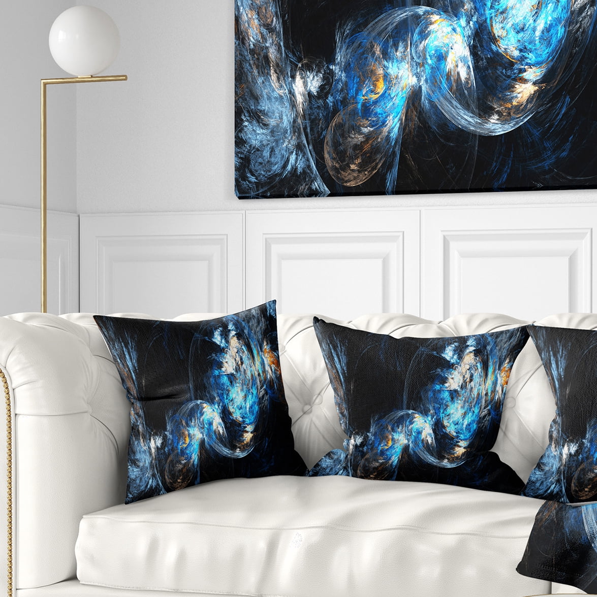 Designart Colored Smoke Blue - Abstract Throw Pillow - 18x18