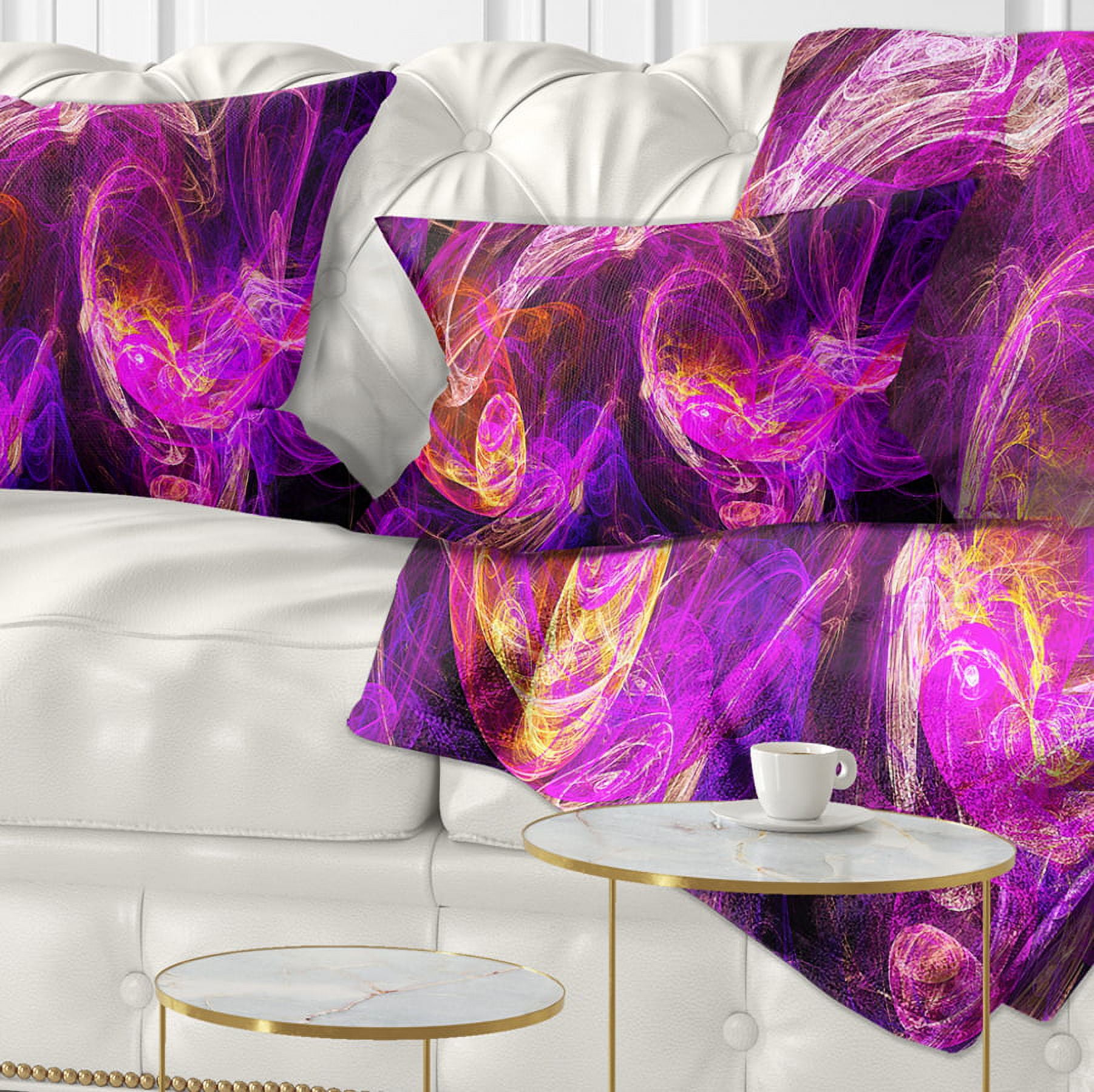Designart Colored Smoke Blue Purple - Abstract Throw Pillow - 12x20
