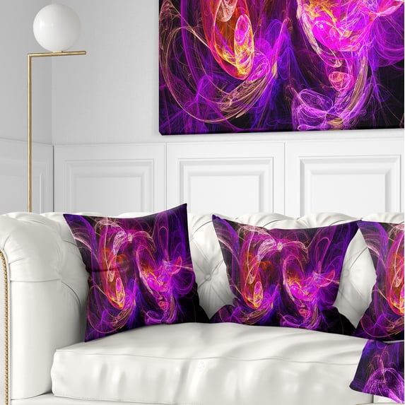 Designart Colored Smoke Blue Purple - Abstract Throw Pillow - 16x16