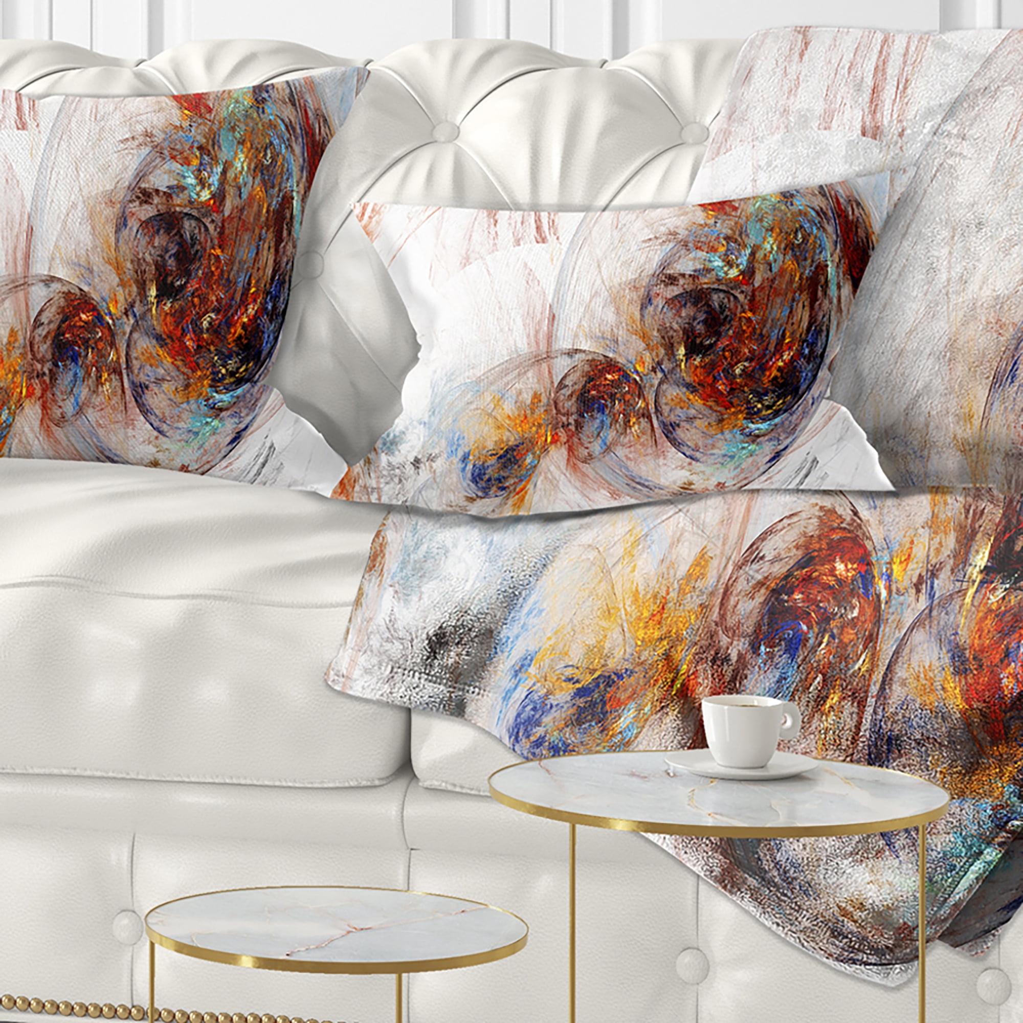 Designart Colored Smoke Brown - Abstract Throw Pillow - 12x20