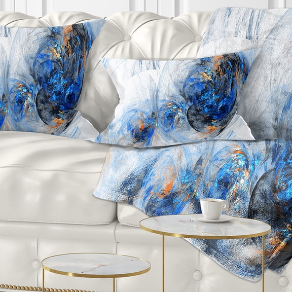 Designart Colored Smoke Dark Blue - Abstract Throw Pillow - 12x20