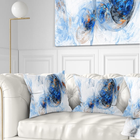 Designart Colored Smoke Dark Blue - Abstract Throw Pillow - 18x18