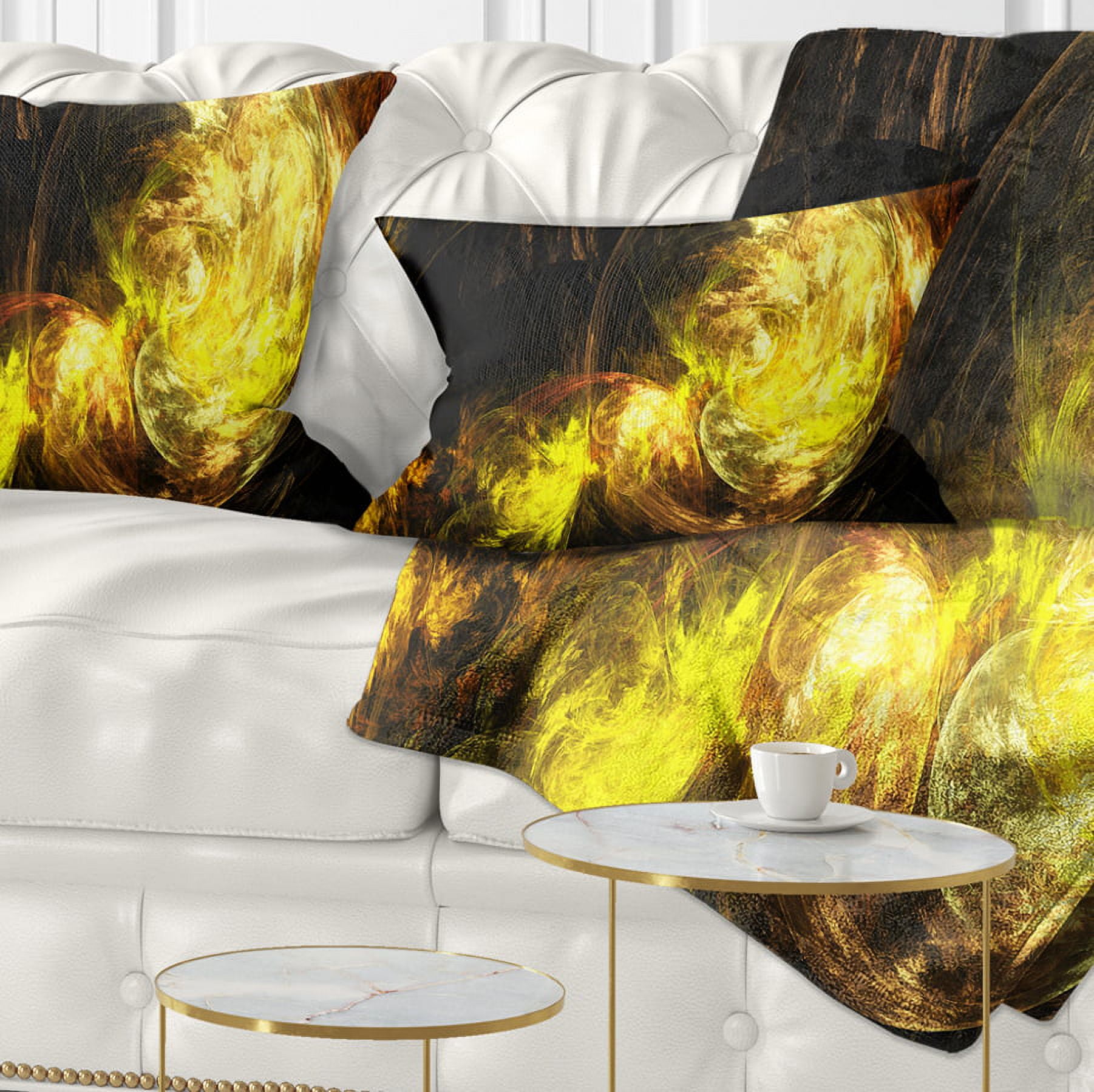 Designart Colored Smoke Golden - Abstract Throw Pillow - 12x20