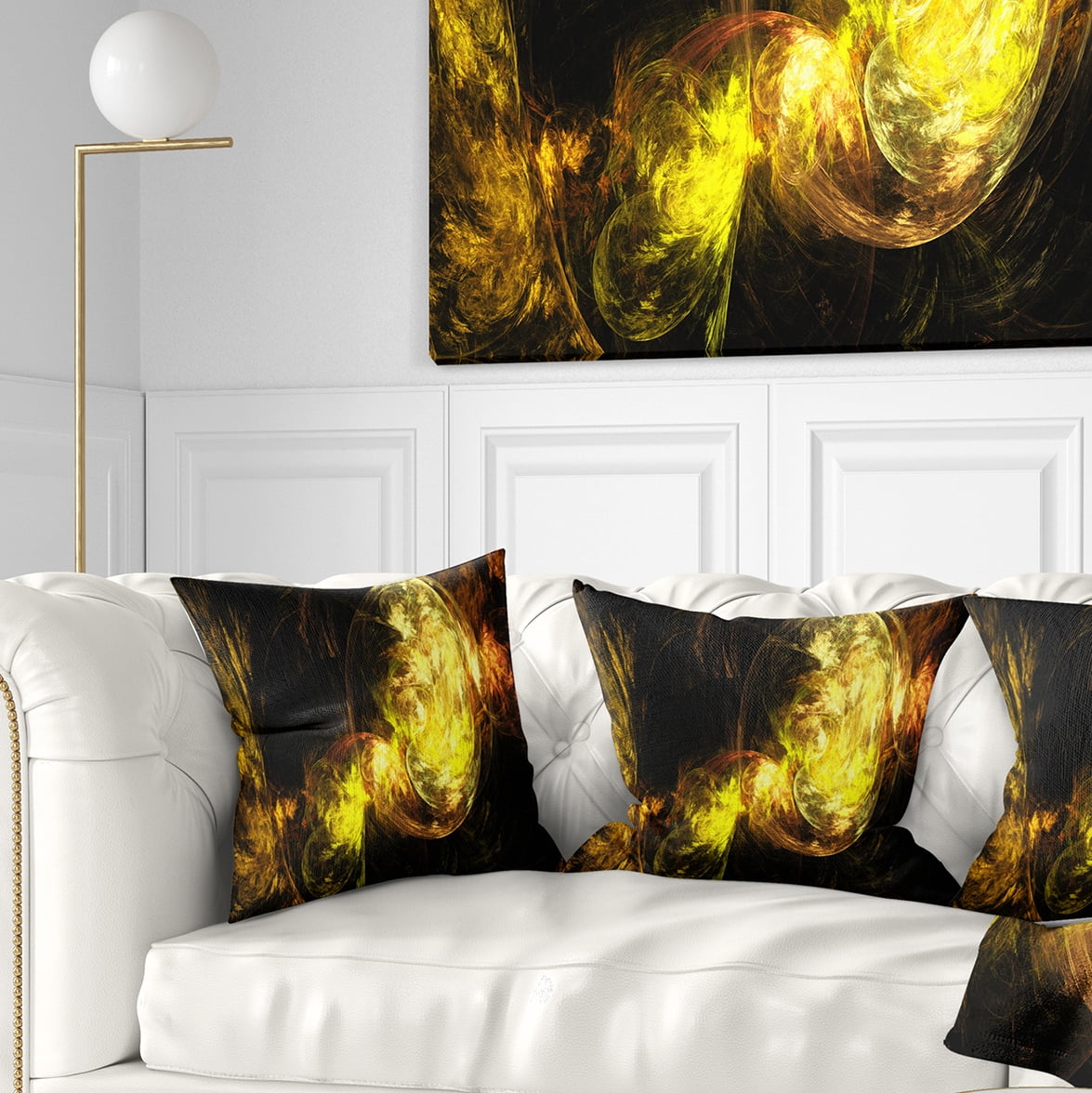 Designart Colored Smoke Golden - Abstract Throw Pillow - 18x18
