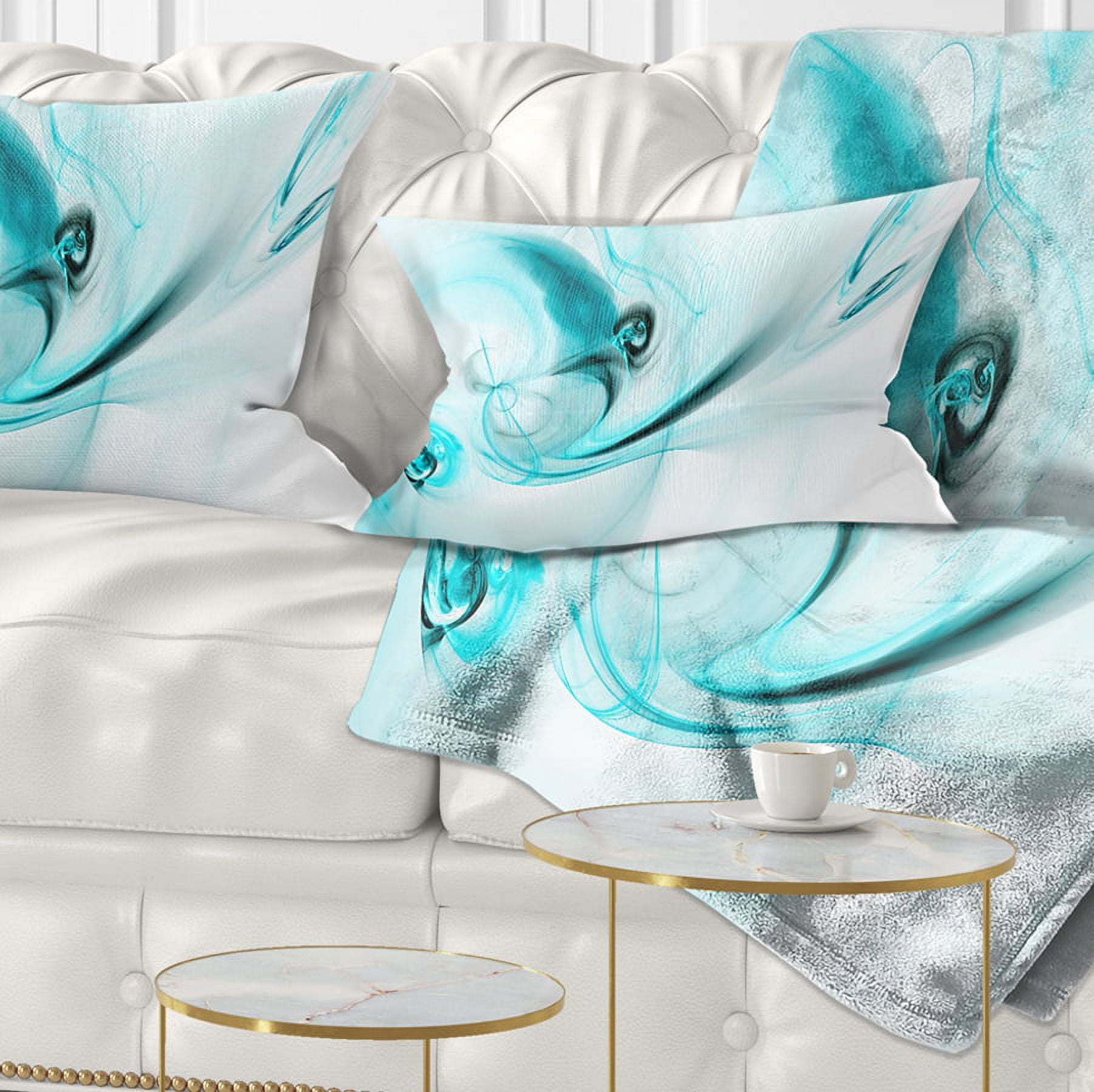 Designart Colored Smoke Light Blue - Abstract Throw Pillow - 12x20