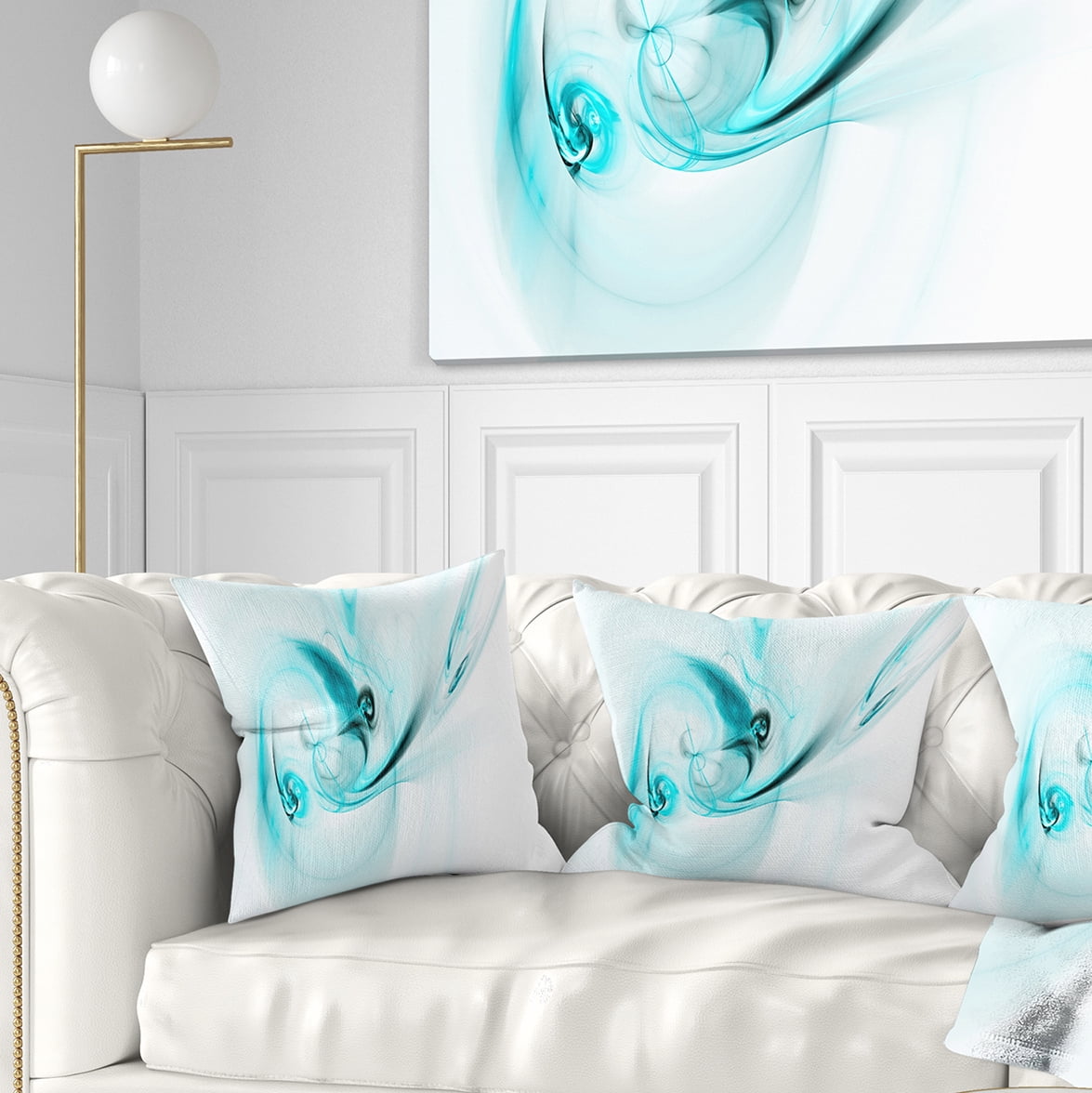 Designart Colored Smoke Light Blue - Abstract Throw Pillow - 18x18