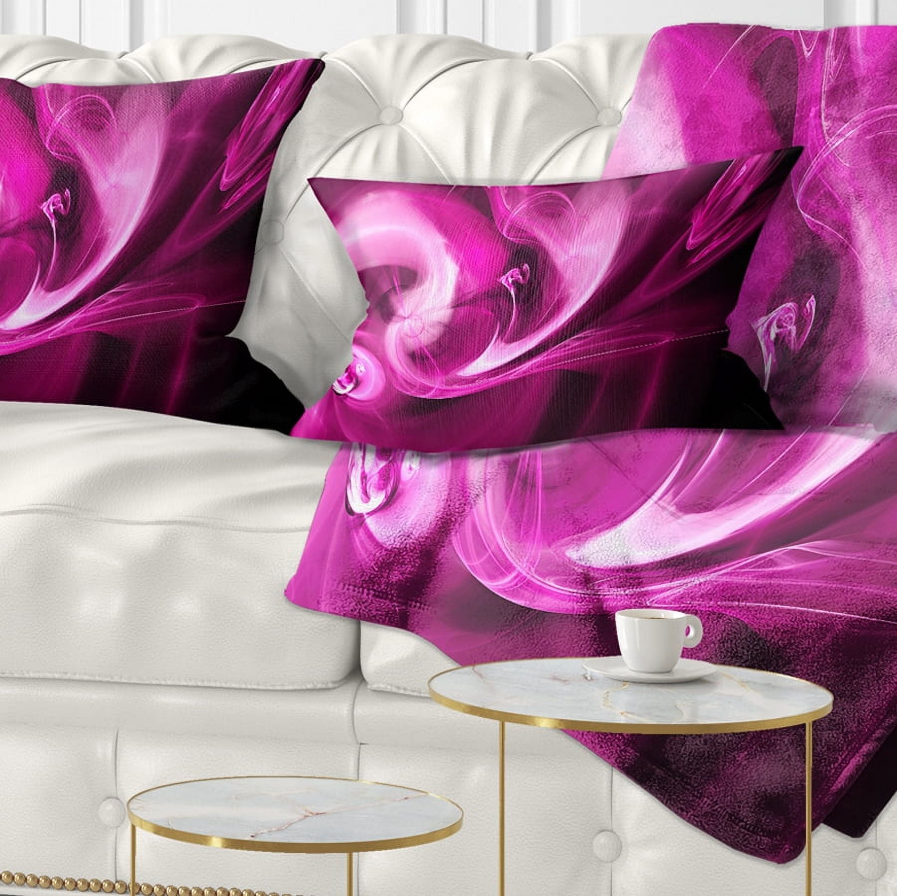 Designart Colored Smoke Spiral Purple - Abstract Throw Pillow - 12x20