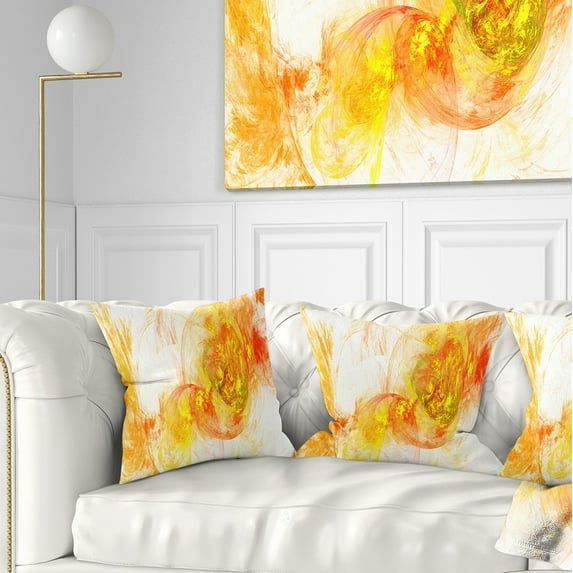 Designart Colored Smoke Yellow - Abstract Throw Pillow - 18x18
