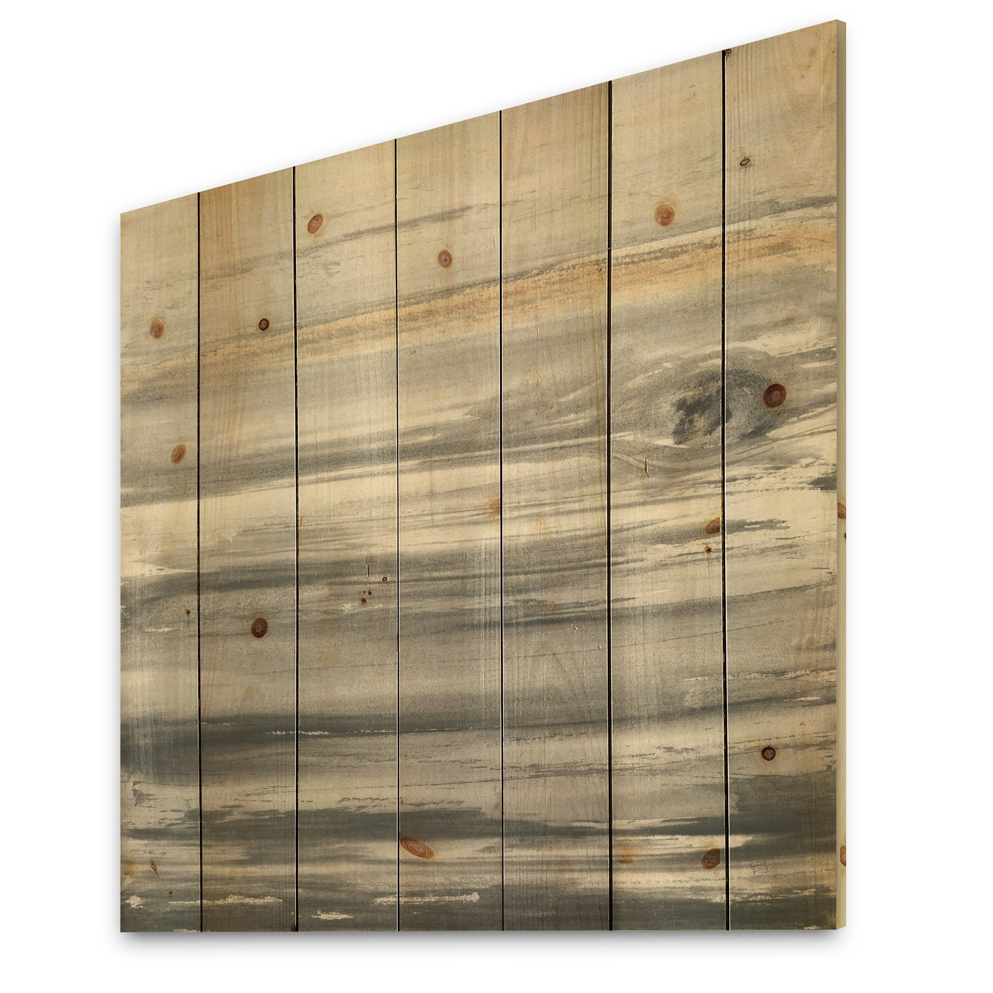 Designart 'Colorfields in Watercolor II' Glam Print on Natural Pine Wood