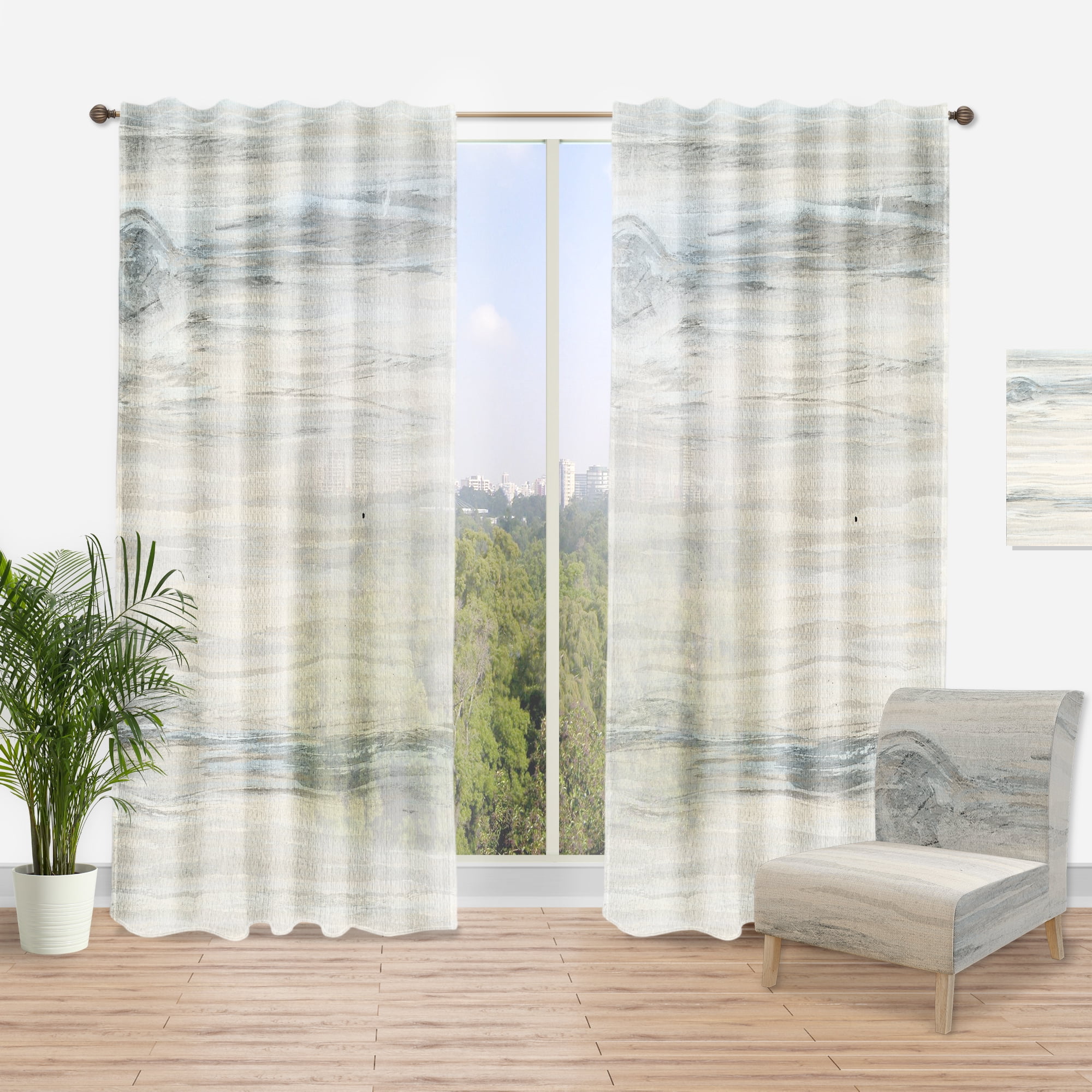 Designart 'Colorfields in Watercolor III' Modern Curtain Panel