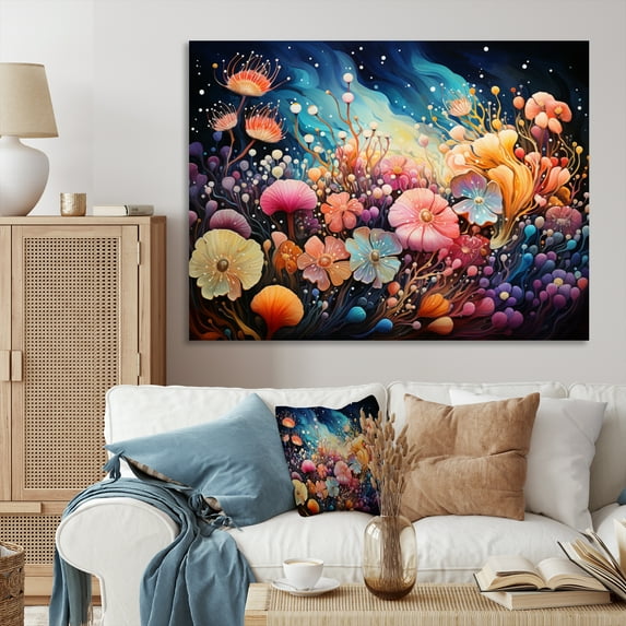 Designart "Colorful 0 Marine Animals euphony II" Marine Animals Canvas Art Print