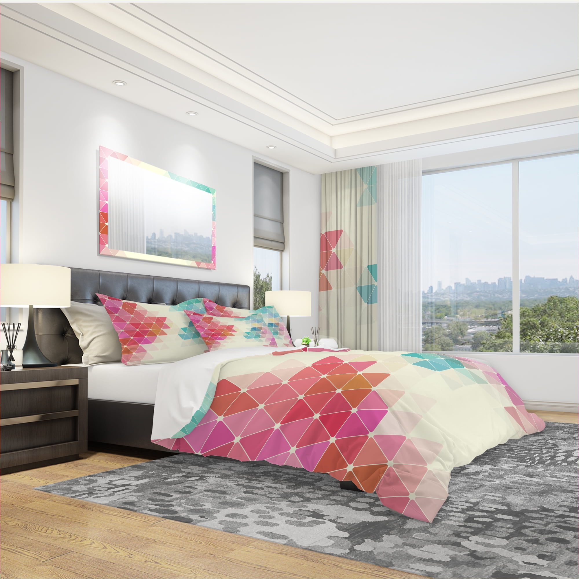 Designart 'Colorful Abstract Geometric Pattern' Modern Duvet Cover Set
