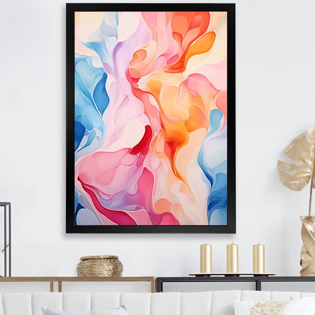 Designart "Colorful Abstract Liquid Ink I" Abstract Framed Wall Art