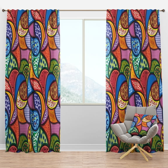 Designart 'Colorful Abstract Pattern' Bohemian & Eclectic Blackout Curtain Panel
