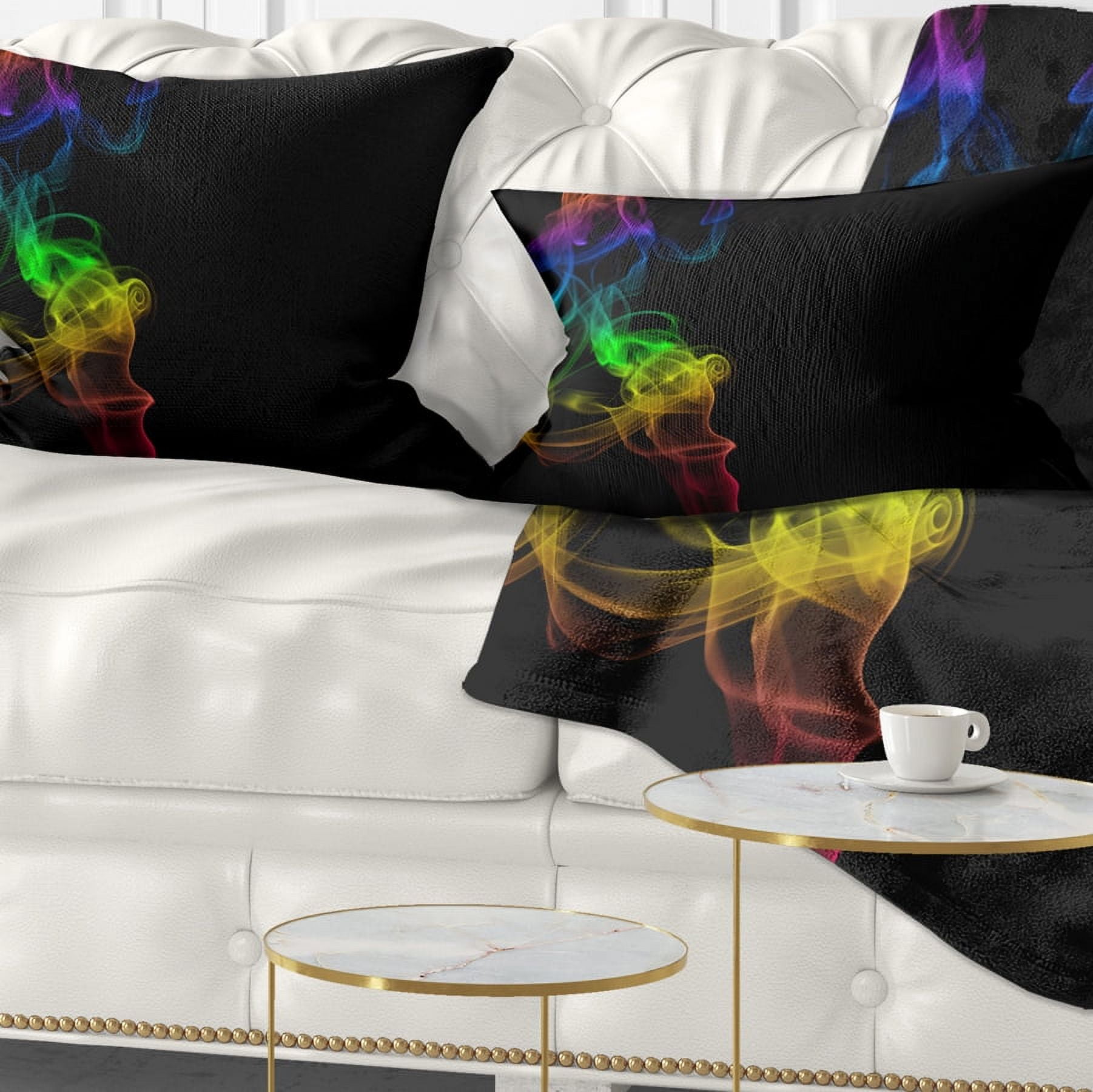 Designart Colorful Abstract Smoke Waves - Abstract Throw Pillow - 12x20
