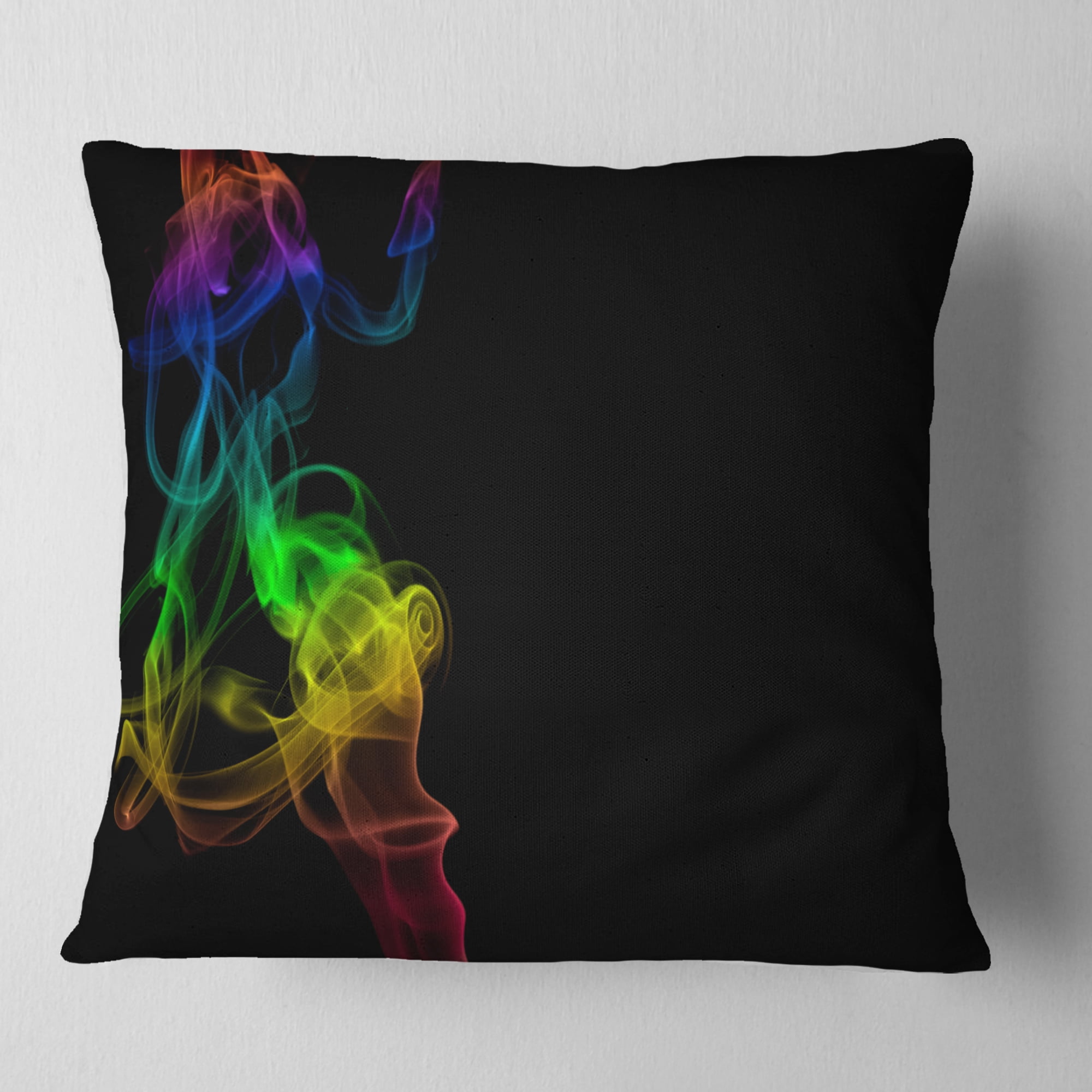 Designart Colorful Abstract Smoke Waves - Abstract Throw Pillow - 18x18