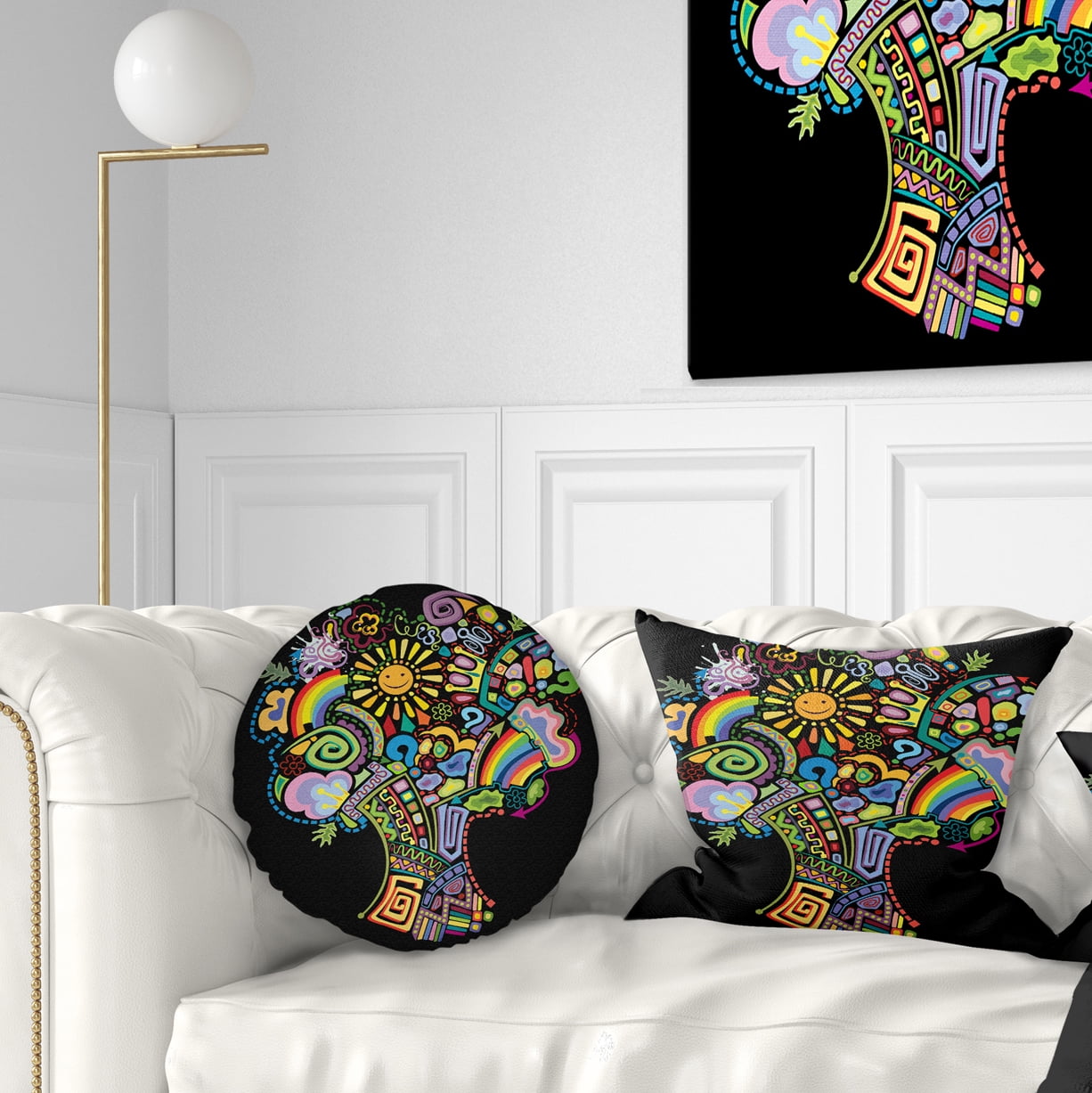 Designart Colorful Abstract Tree - Abstract Throw Pillow - 12x20