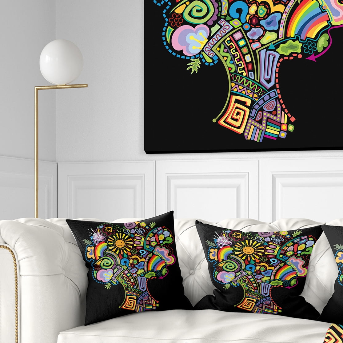 Designart Colorful Abstract Tree - Abstract Throw Pillow - 18x18