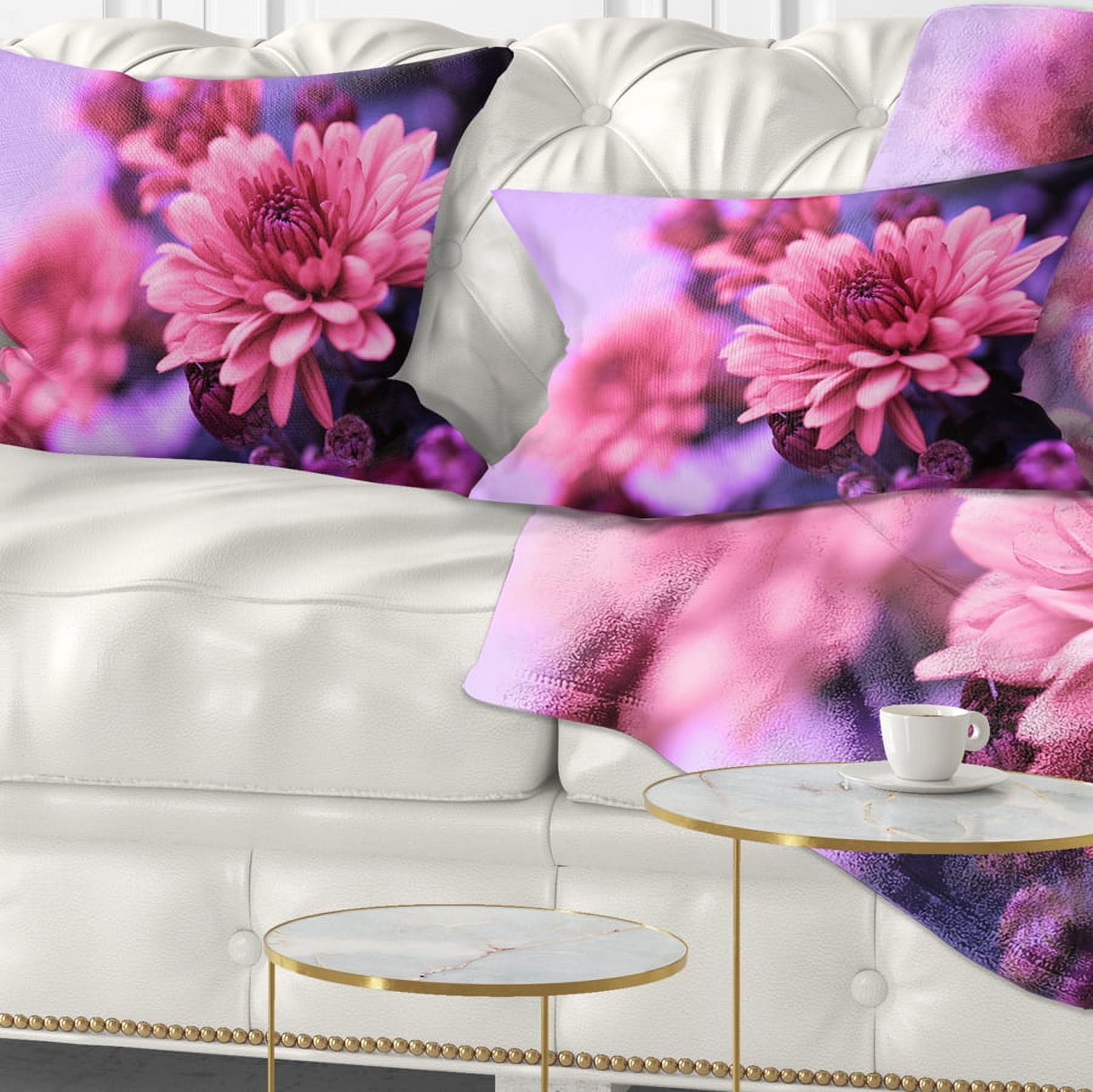 Designart Colorful Autumnal Chrysanthemum - Floral Throw Pillow - 12x20