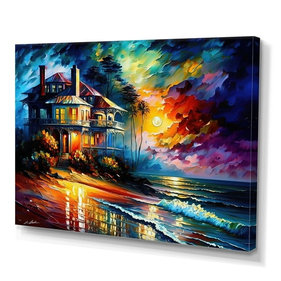 Designart Colorful Beach House I Canvas Wall Art