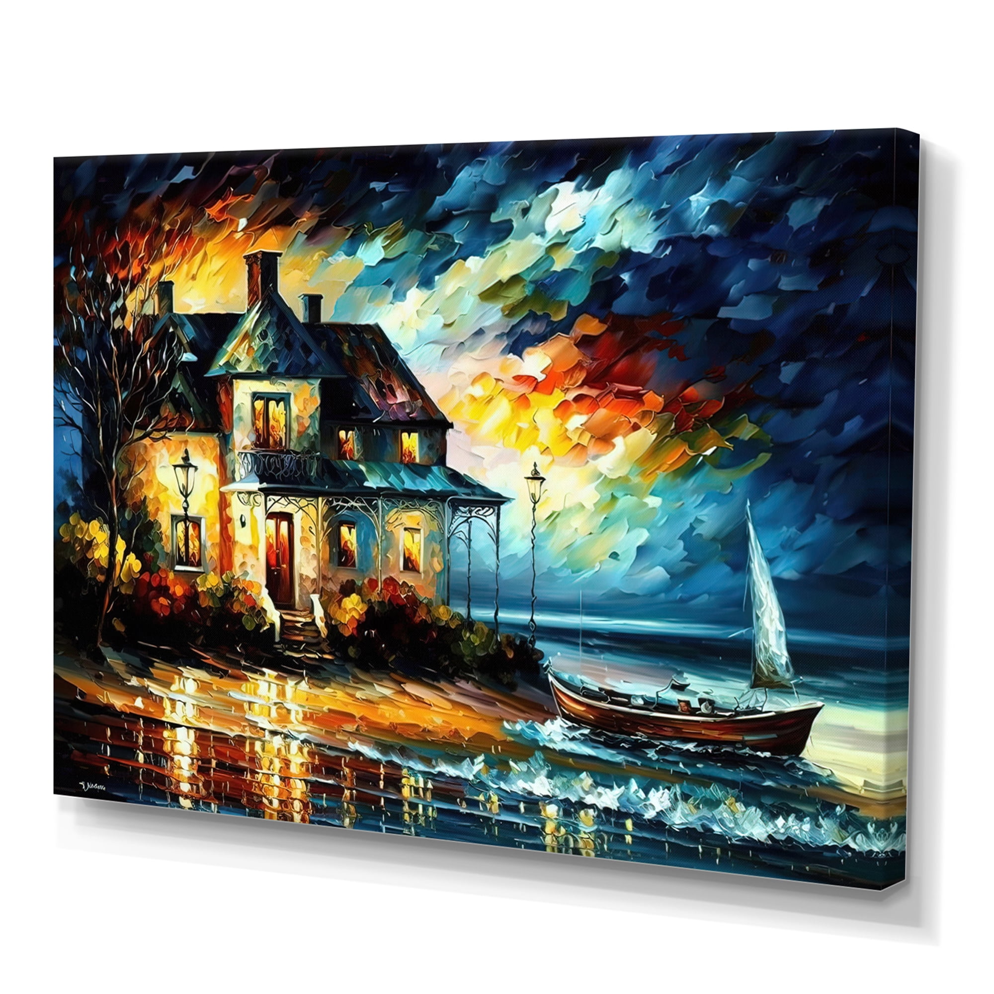 Designart Colorful Beach House III Canvas Wall Art