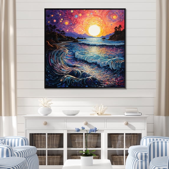 Designart "Colorful Beach horizon II" Nautical & Beach Floater Framed Canvas Print