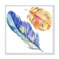 thumbnail image 1 of Designart 'Colorful Blue and Golden Bird Feather From Wing' Bohemian & Eclectic Framed Canvas Wall Art Print, 1 of 5