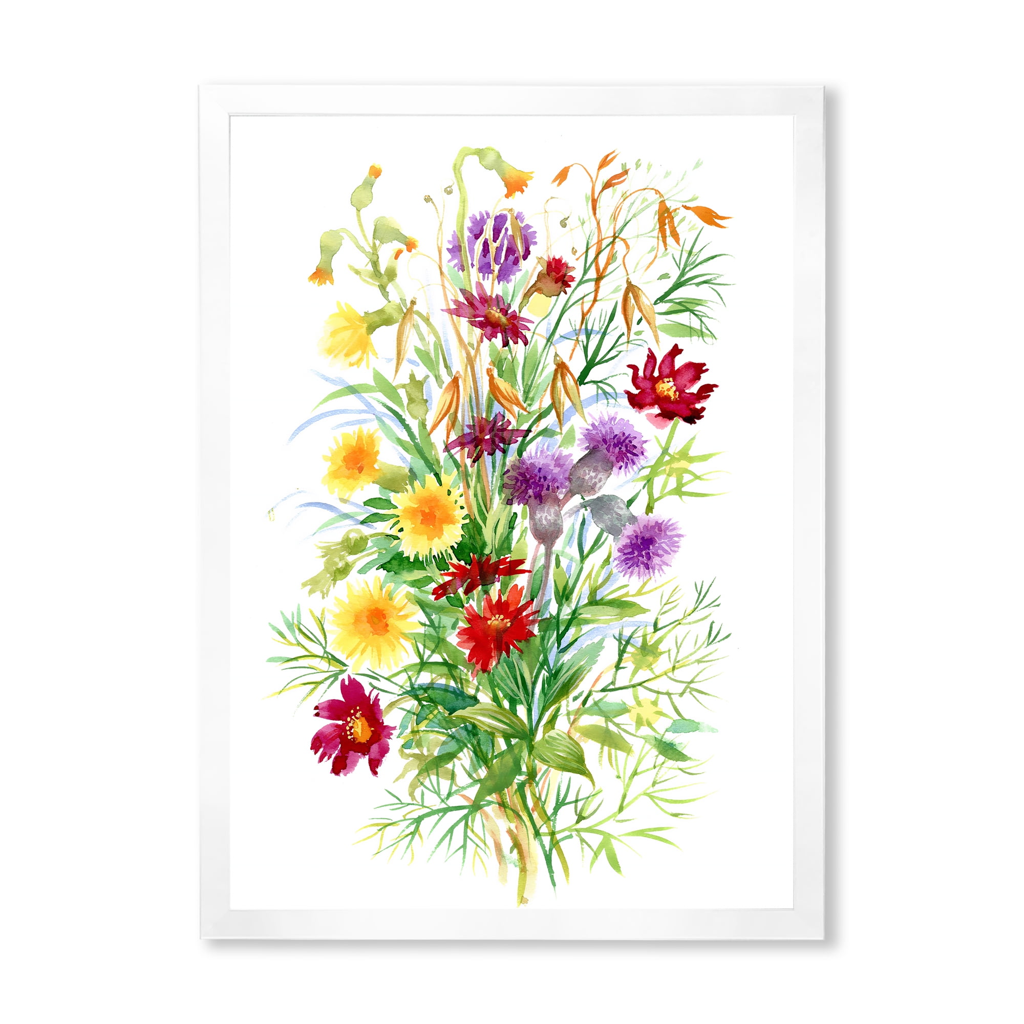 Designart 'Colorful Bouquet Of Wildflowers In Nature' Farmhouse Framed Art Print