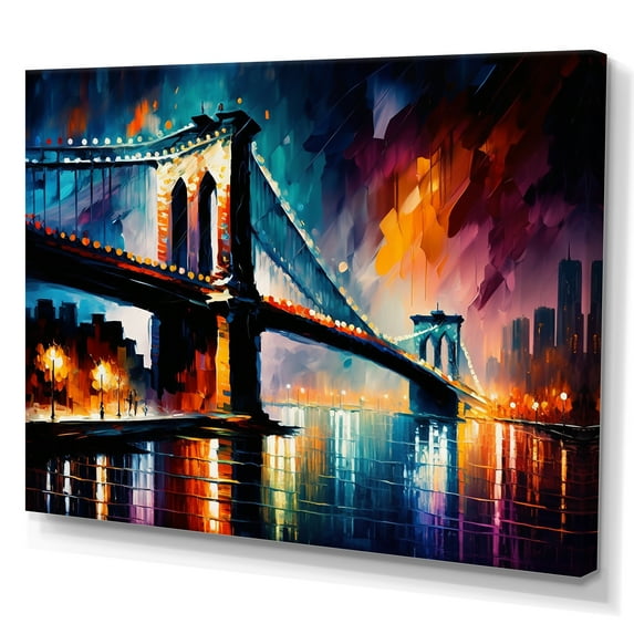 Designart Colorful Brooklyn Bridge Canvas Wall Art