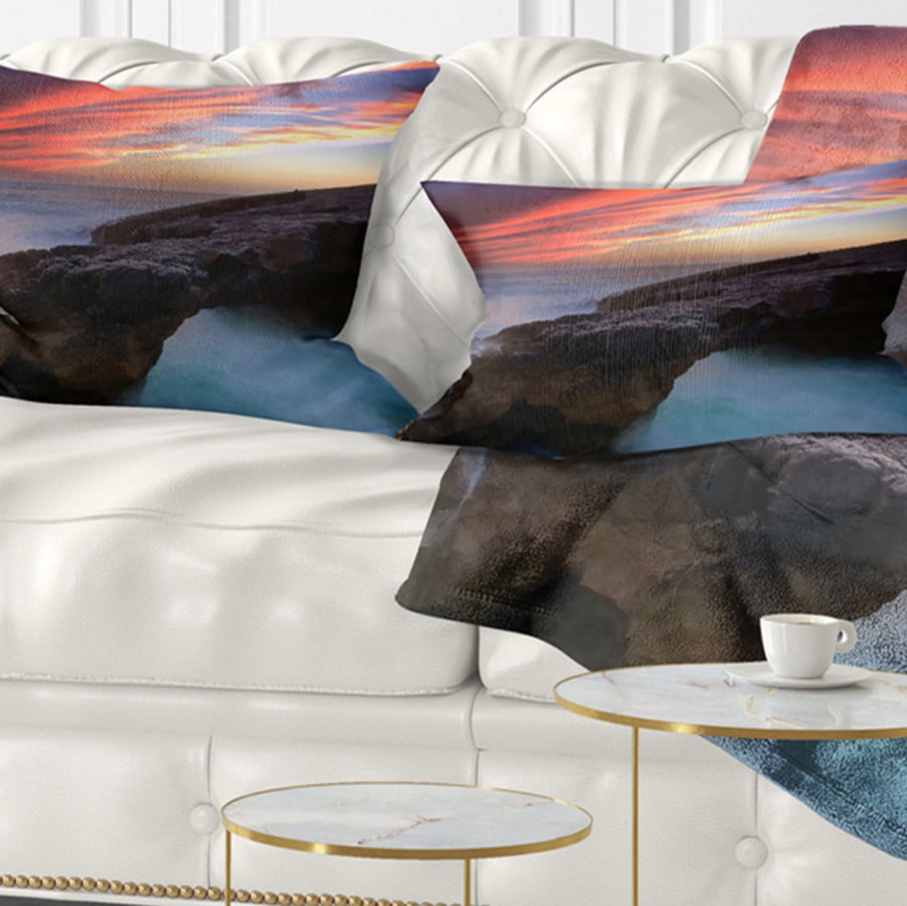Designart Colorful Cabo Raso Seashore Portugal - Seashore Throw Pillow - 12x20
