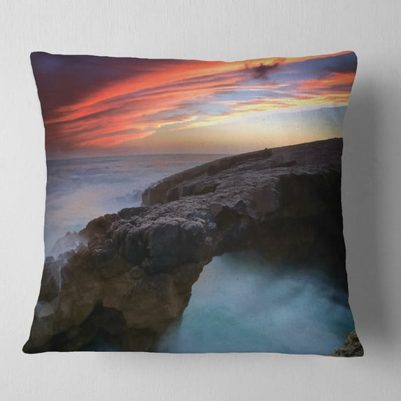 Designart Colorful Cabo Raso Seashore Portugal - Seashore Throw Pillow - 16x16