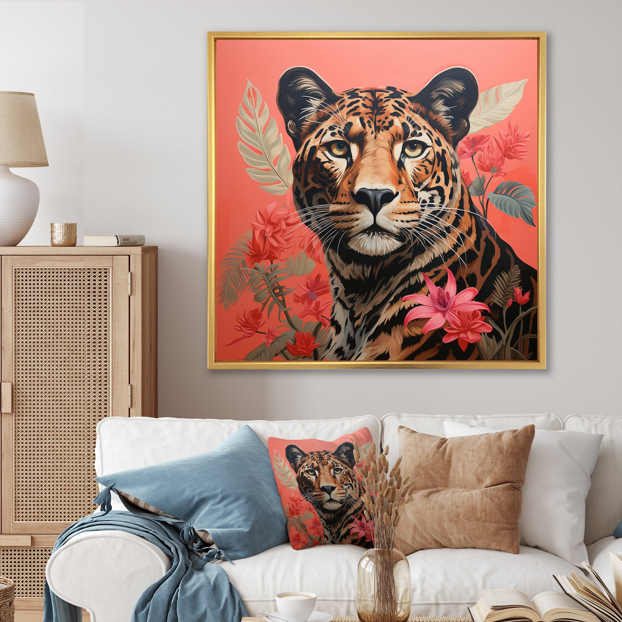 Designart "Colorful Cheetah in Matisse's Sprint" Animals Framed Wall