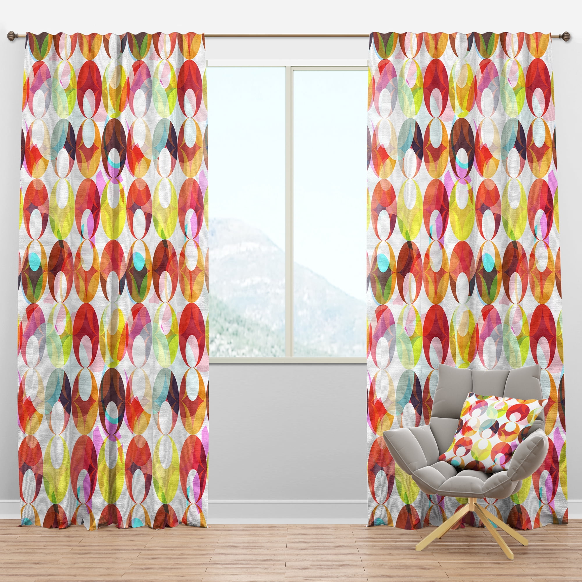Designart 'Colorful Circles With Abstract Pattern' Modern Blackout Curtain Panel