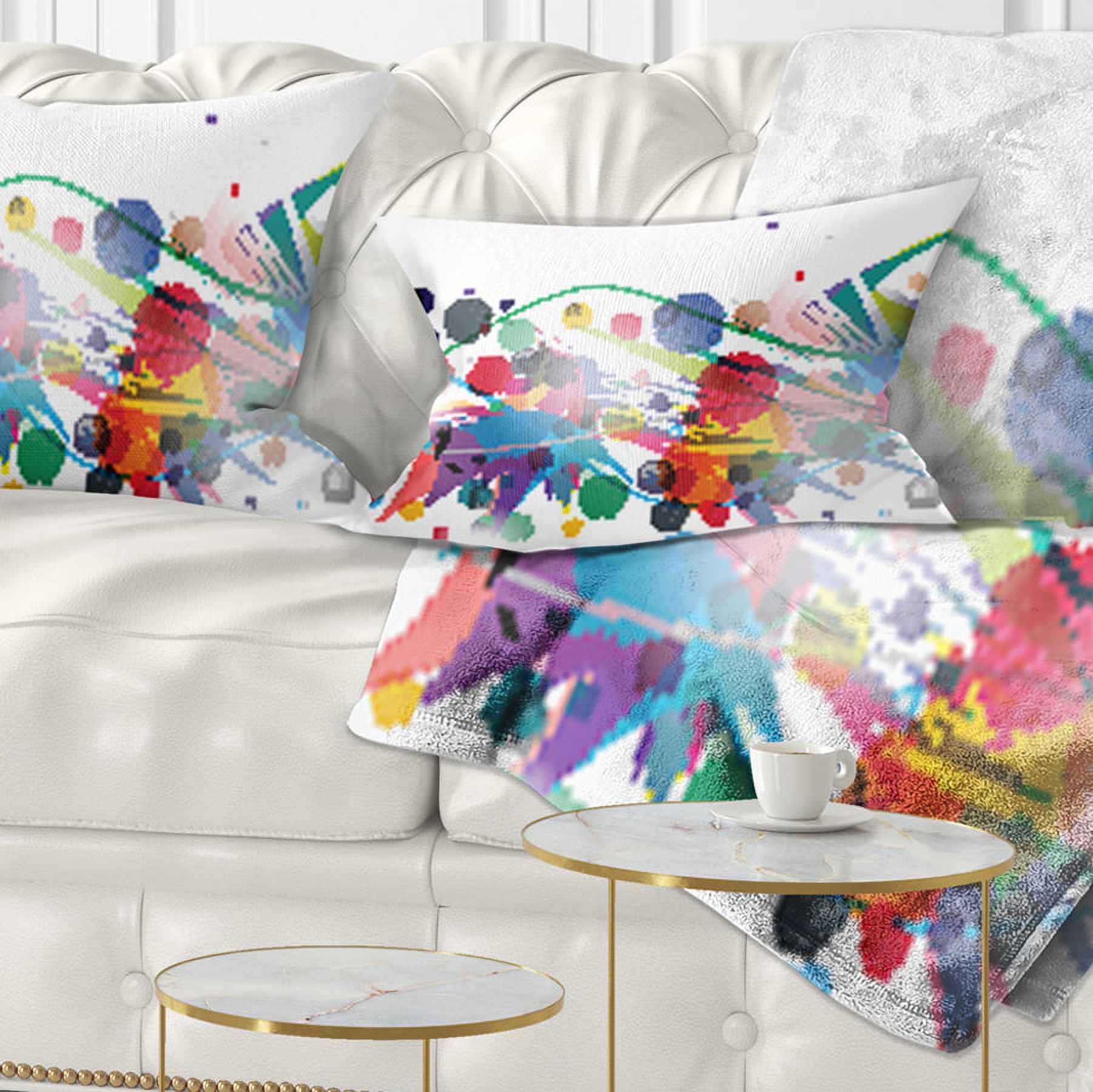 Designart Colorful Circles and Shapes - Abstract Throw Pillow - 12x20