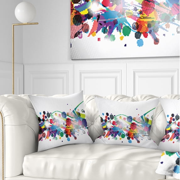 Designart Colorful Circles and Shapes - Abstract Throw Pillow - 16x16