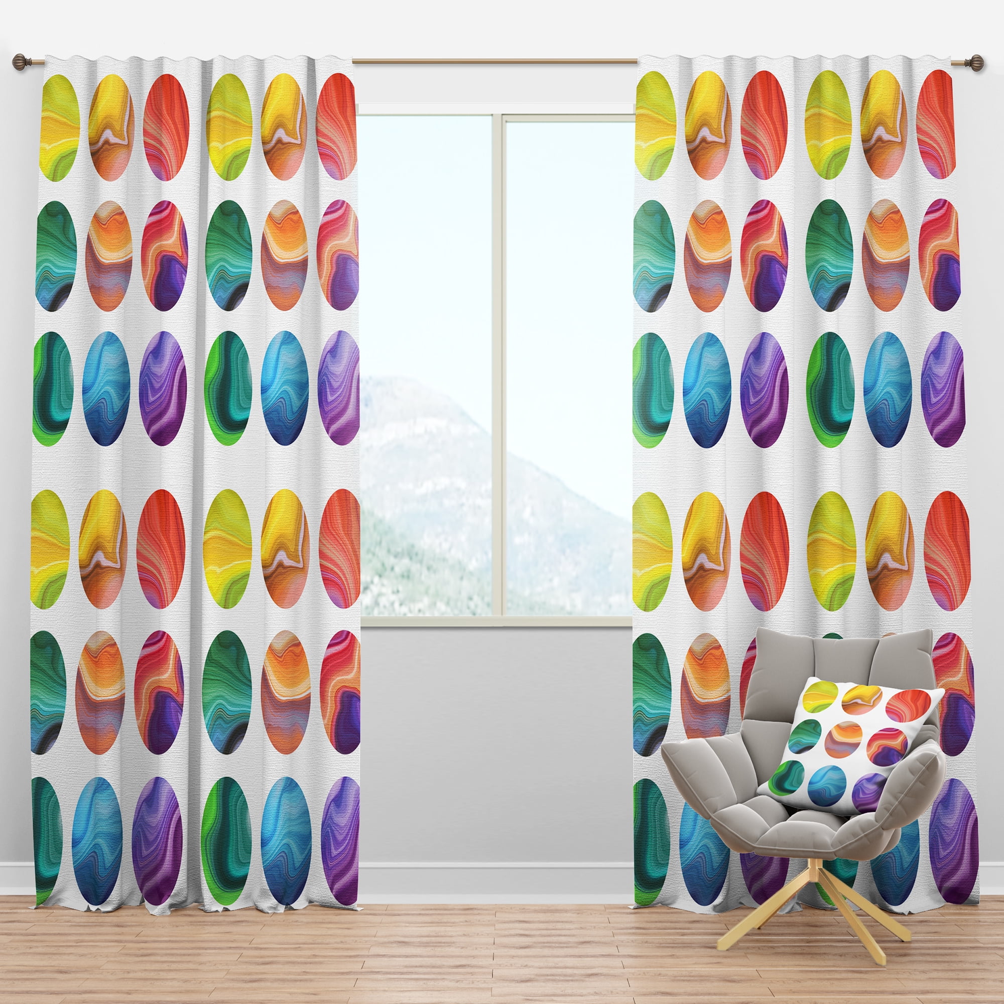 Designart 'Colorful Circular Dance I' Modern Blackout Curtain Panel