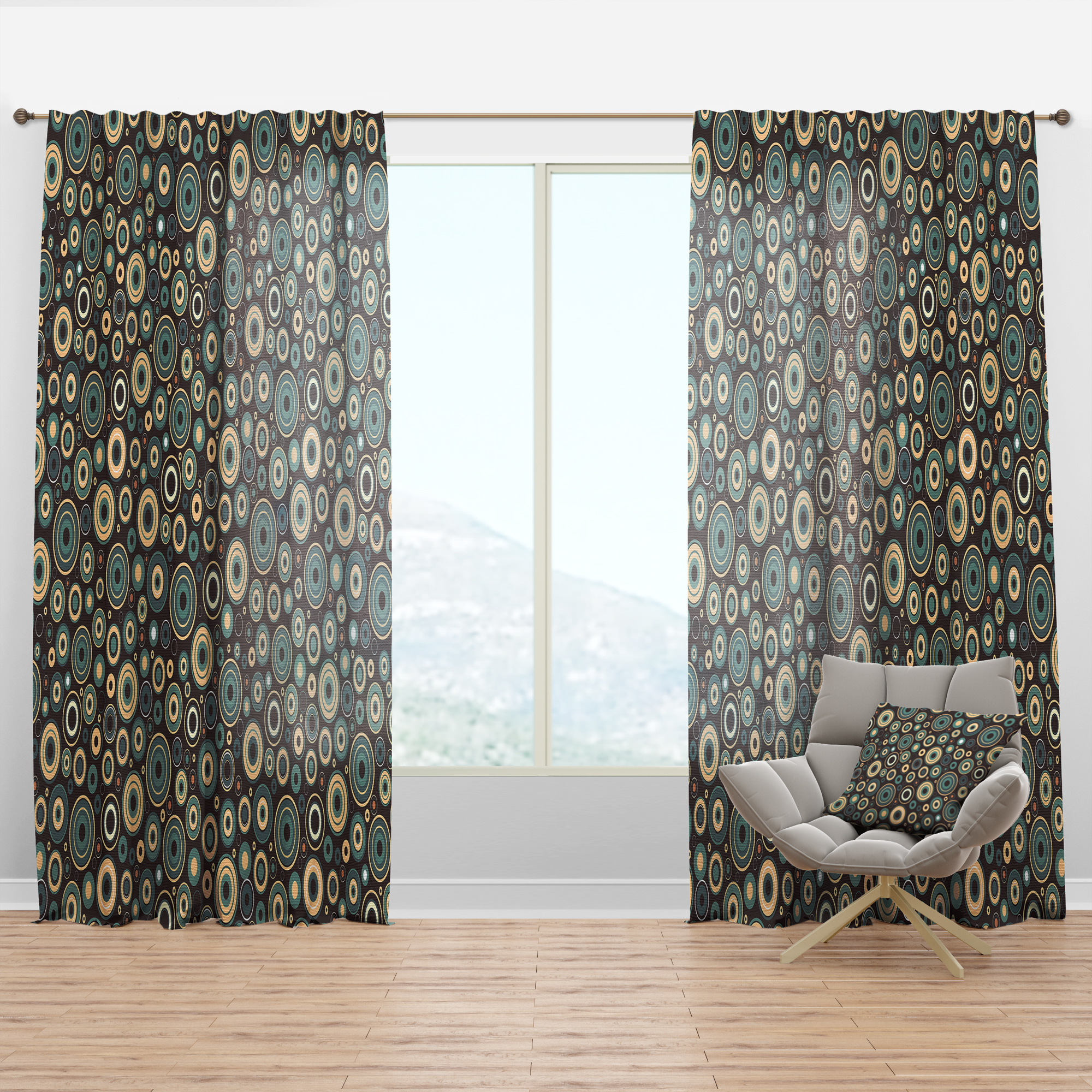 Designart 'Colorful Circular Dance IX' Mid-Century Modern Curtain Panel