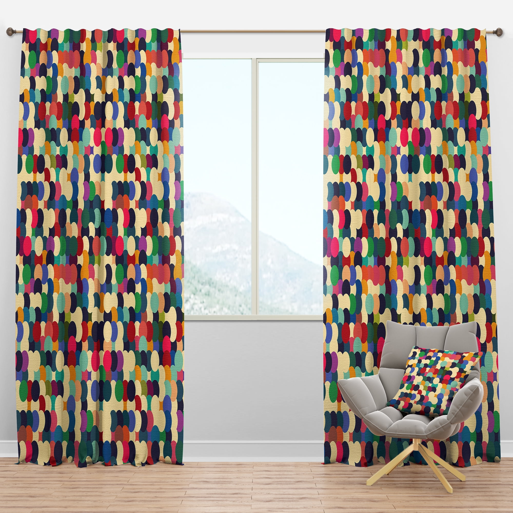 Designart 'Colorful Circular Dance VII' Modern & Contemporary Blackout Curtain Panel