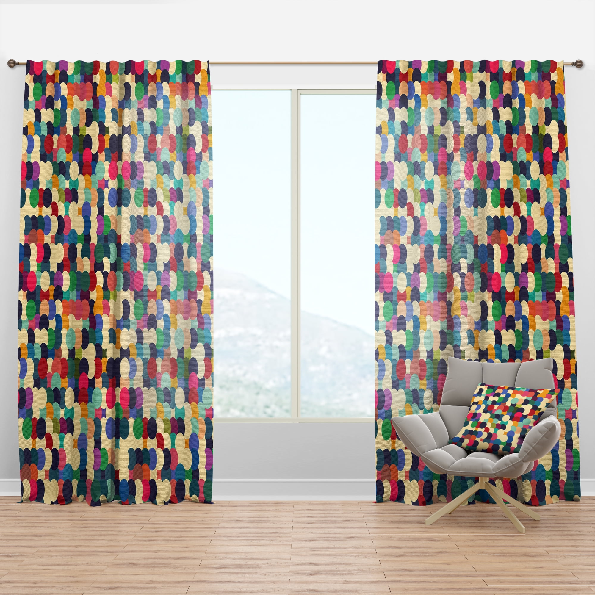 Designart 'Colorful Circular Dance VII' Modern & Contemporary Curtain Panel