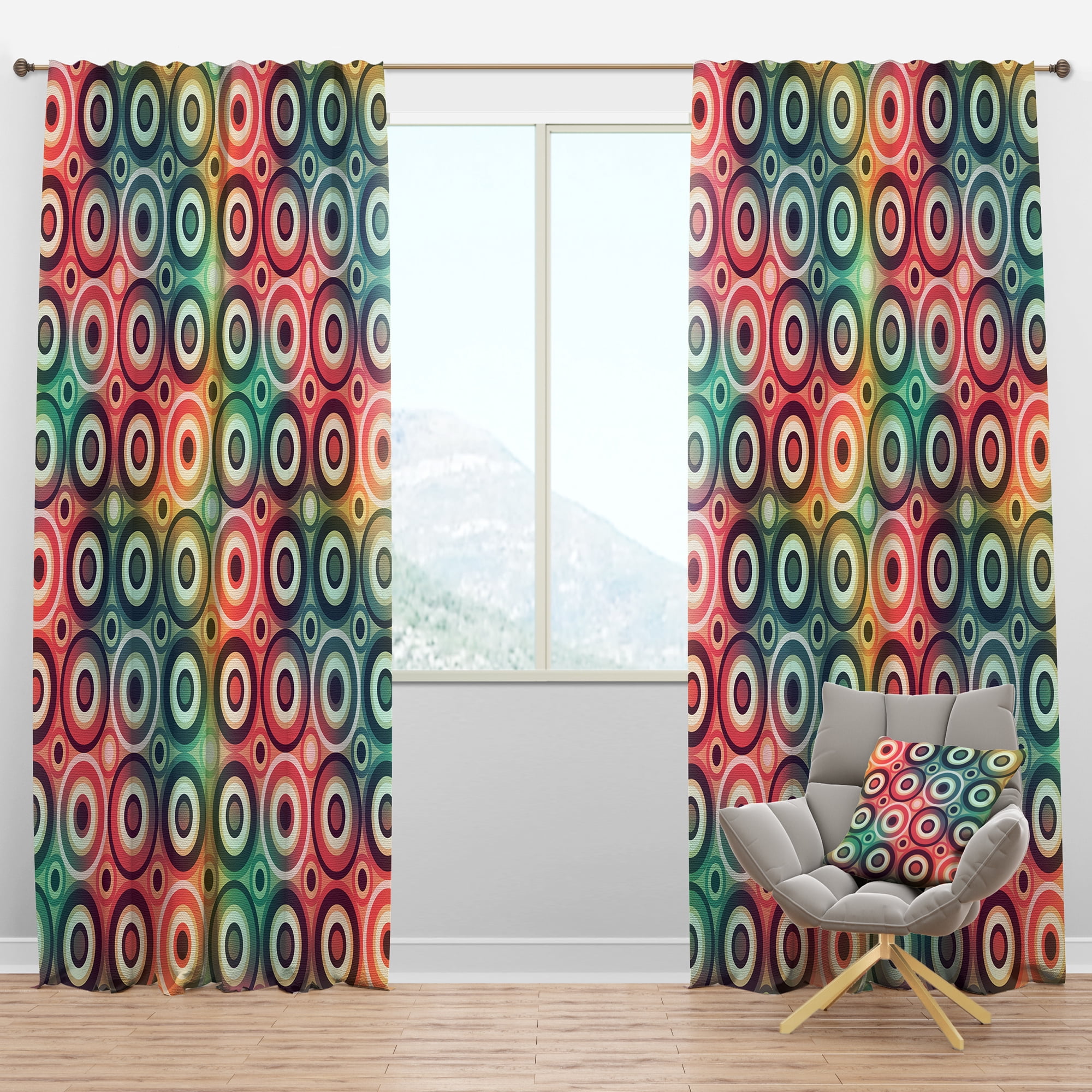 Designart 'Colorful Circular Dance VIII' Modern & Contemporary Blackout Curtain Panel
